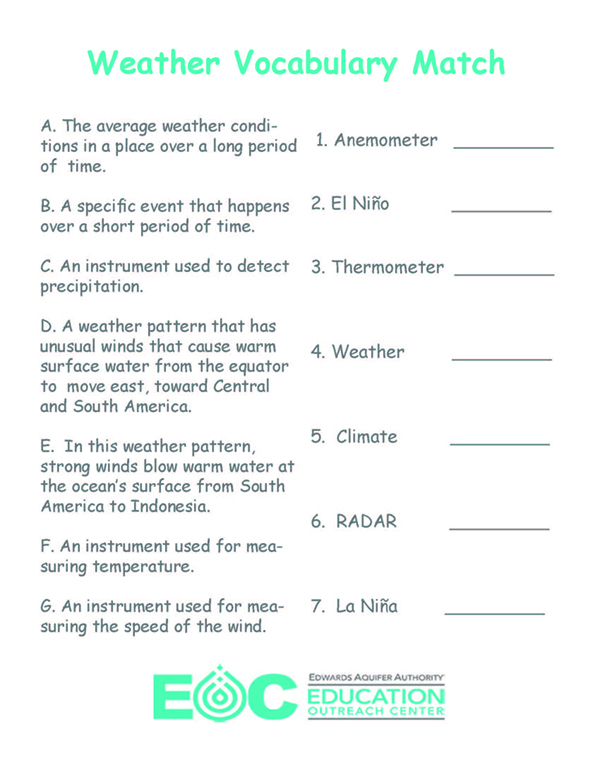 Weather Vocabulary Match